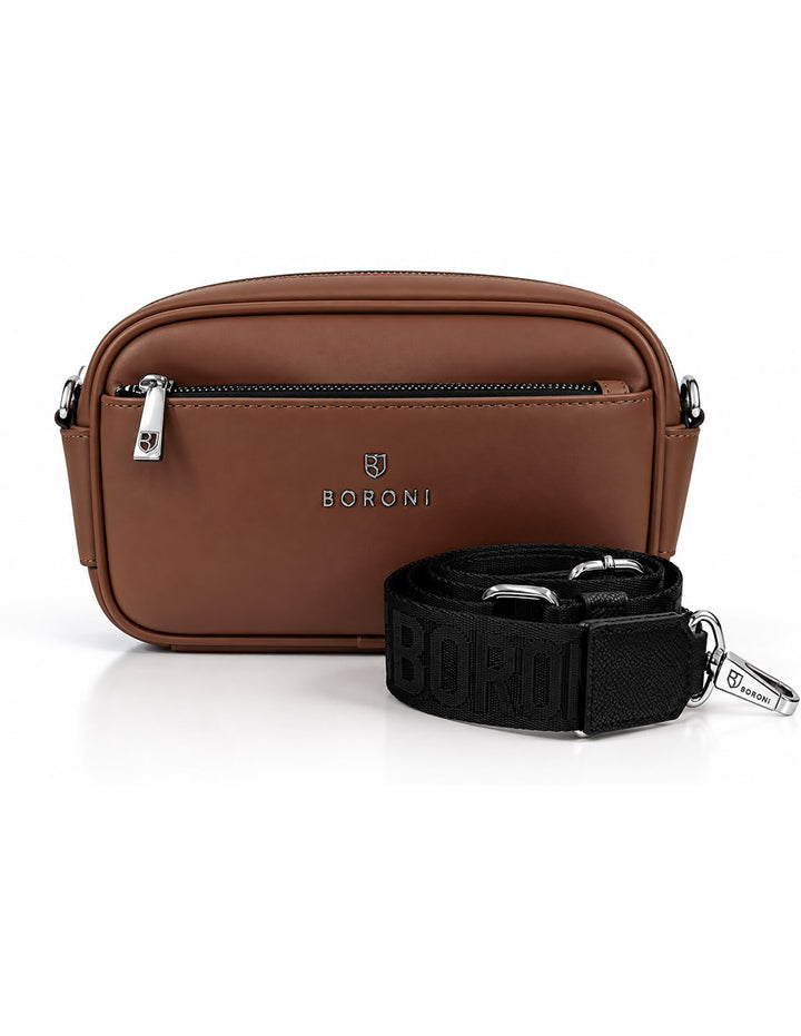 BANDOLERA CROSSBODY | CAFÉ CON CORREA AJUSTABLE