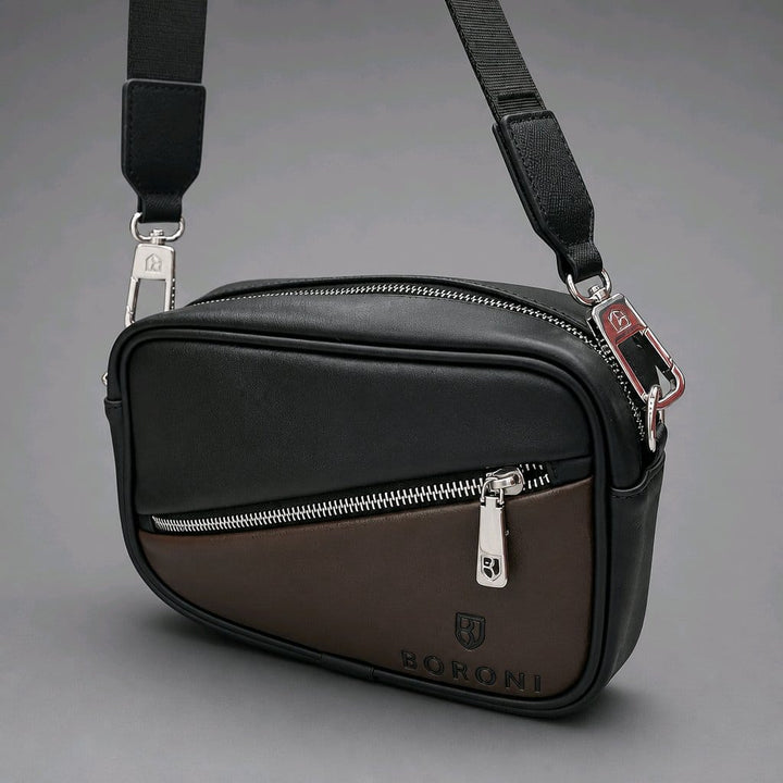 BANDOLERA CROSSBODY CIERRE DIAGONAL | NEGRO/FERRERO