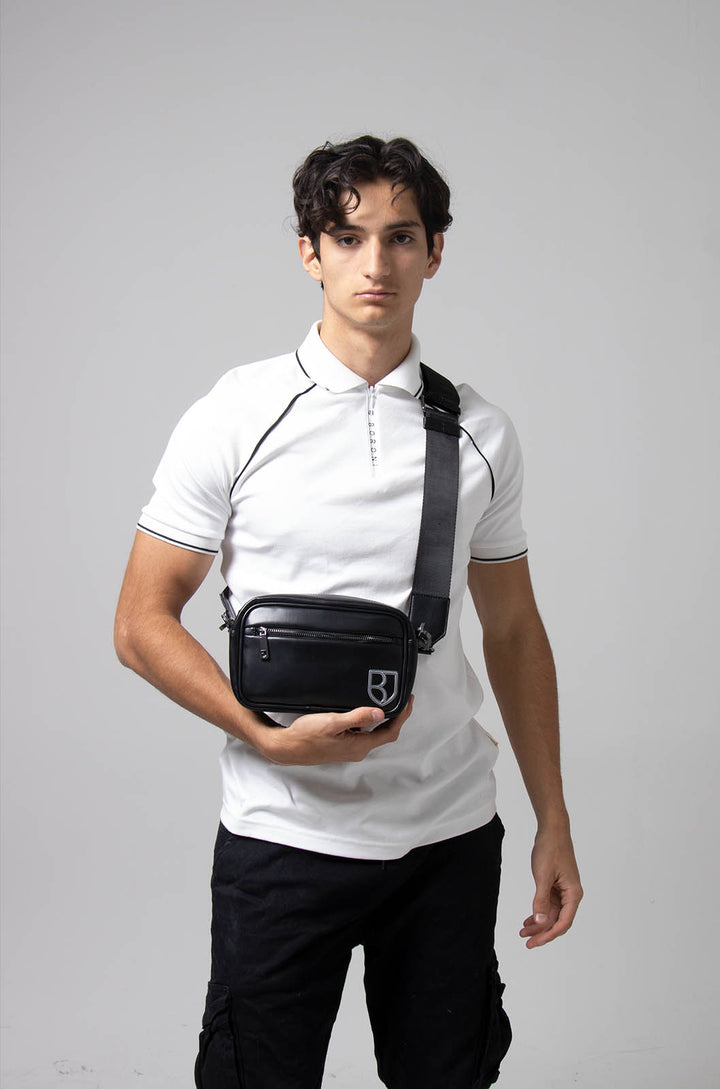 BANDOLERA CROSSBODY | NEGRO/PLATA CON CORREA AJUSTABLE