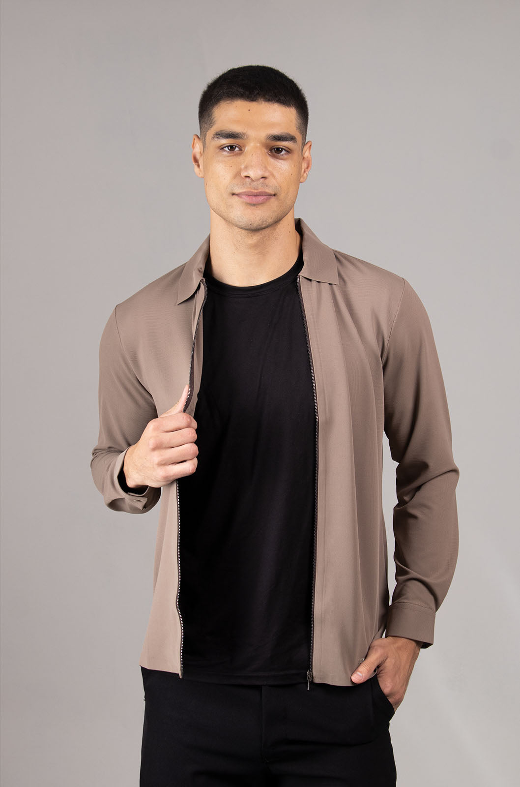 CAMISA MANGA LARGA COLECCIÓN LUXURY | KHAKI