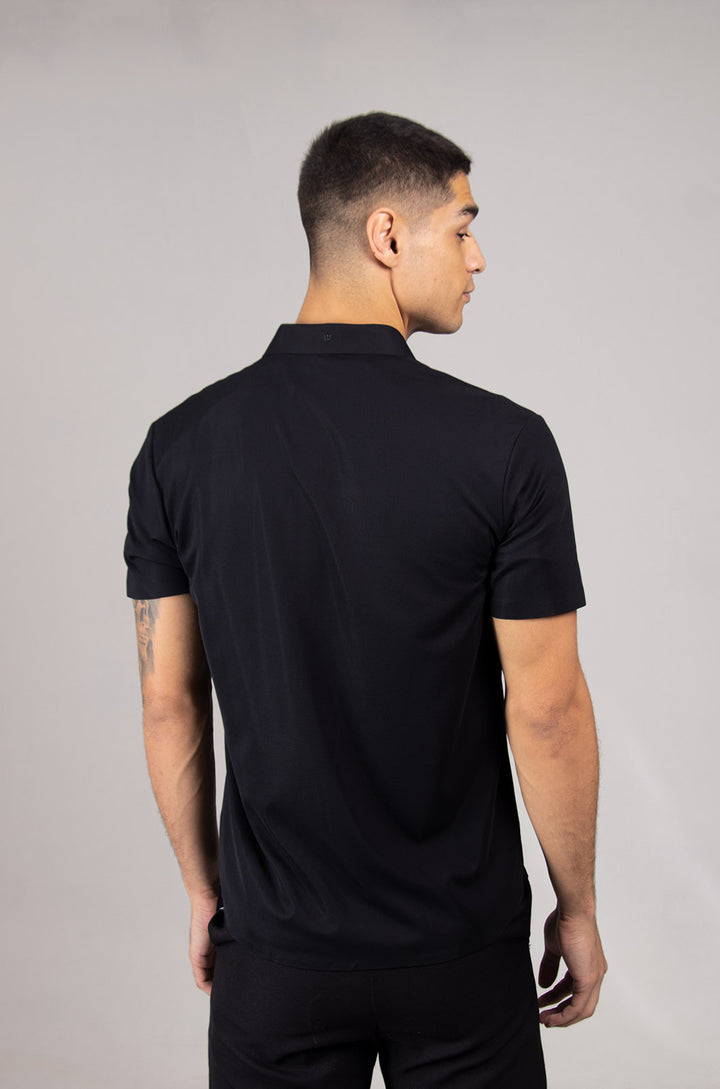 CAMISA MANGA CORTA CREMALLERA COLECCIÓN LUXURY | NEGRO