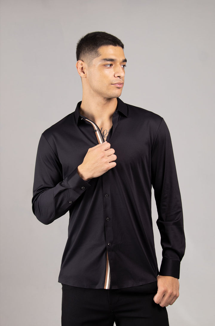 CAMISA MANGA LARGA COLECCIÓN LUXURY | NEGRO