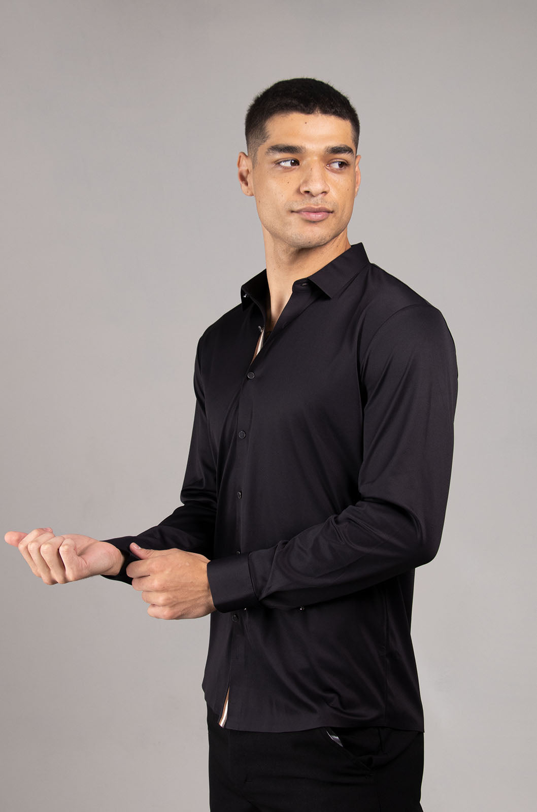 CAMISA MANGA LARGA COLECCIÓN LUXURY | NEGRO