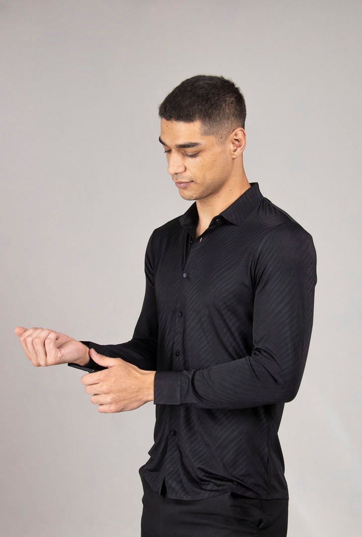 CAMISA MANGA LARGA COLECCIÓN LUXURY | NEGRO