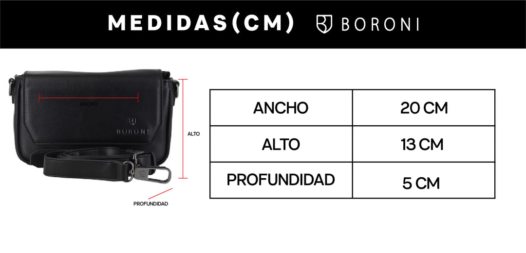 BANDOLERA CROSSBODY BERNINI | NEGRO CON CORREA AJUSTABLE