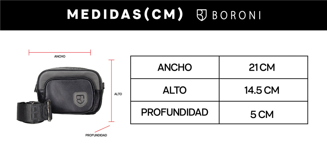 BANDOLERA CROSSBODY  | NEGRO /GRISCORREA AJUSTABLE