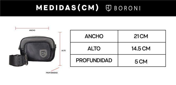 BANDOLERA CROSSBODY  | NEGRO /GRISCORREA AJUSTABLE