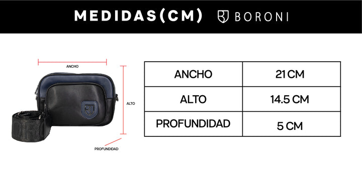 BANDOLERA CROSSBODY | NEGRO/INDIGO CORREA AJUSTABLE