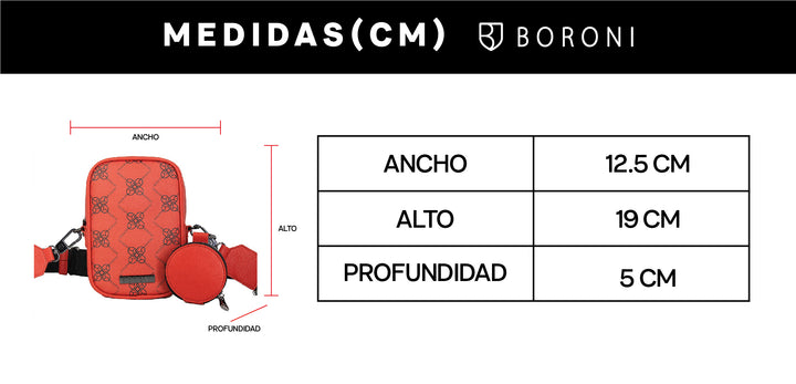 BANDOLERA CROSSBODY  | ROJO TEXTURA CON CORREA AJUSTABLE