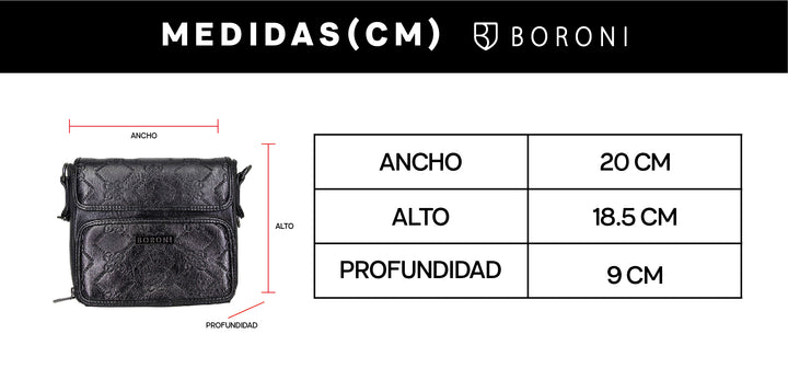 BANDOLERA CROSSBODY | NEGRO TEXTURA CORREA AJUSTABLE