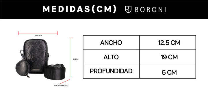 BANDOLERA CROSSBODY | TEXTURA DAMIER NEGRO CON CORREA AJUSTABLE