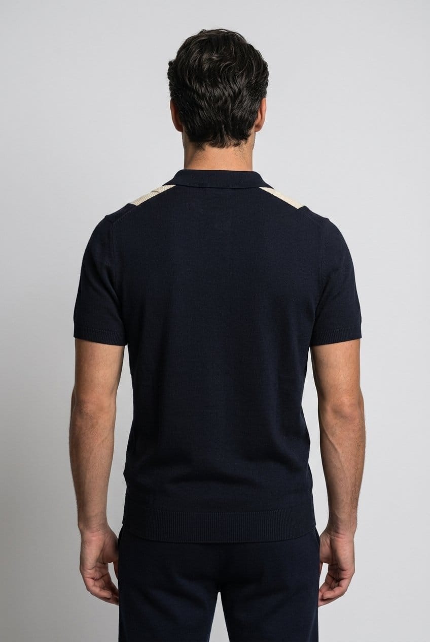 PLAYERA POLO DE PUNTO | NEGRO/BLANCO