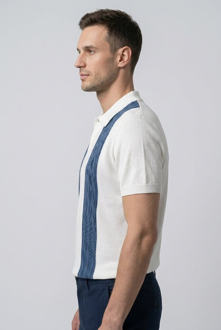 PLAYERA POLO DE PUNTO | BLANCO/AZUL