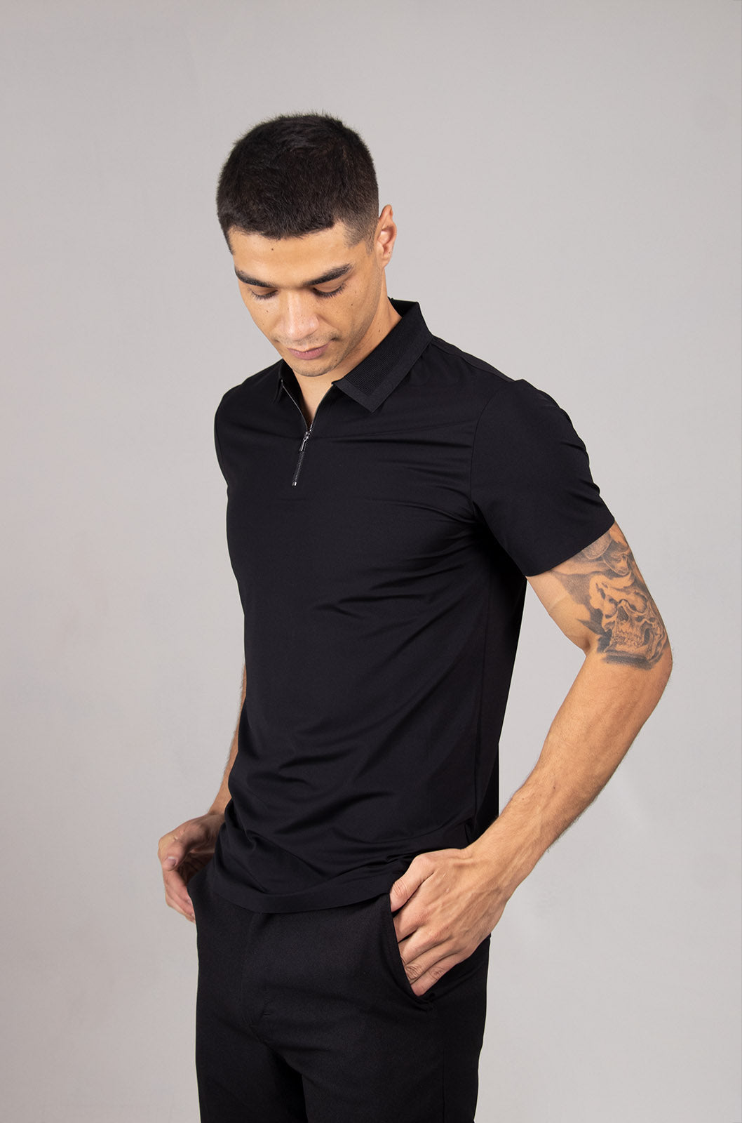PLAYERA TIPO POLO COLECCÓN LUXURY | NEGRO