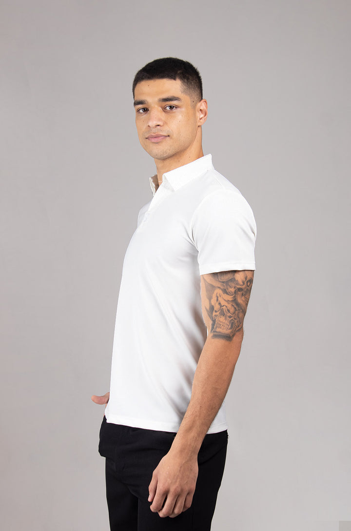 PLAYERA TIPO POLO MANGA CORTA COLECCIÓN LUXURY | BLANCO