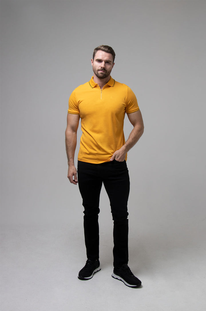 PLAYERA POLO MILÀN ALGODÓN PIMA | AMARILLO MAIZ/NEGRO