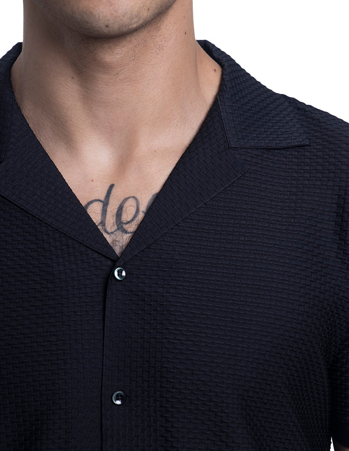 CAMISA MANGA CORTA ATHENS COLECCIÓN LUXURY | NEGRO