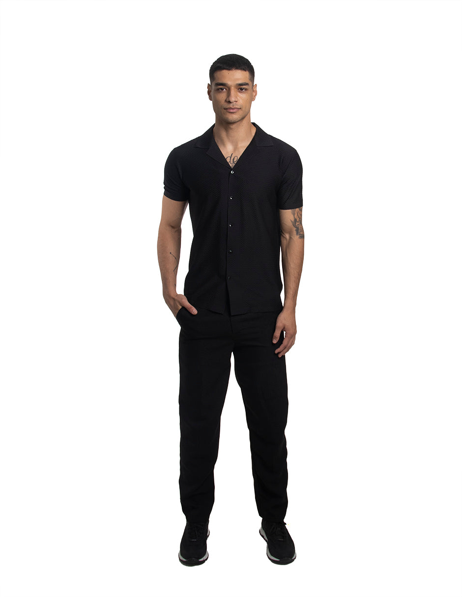 CAMISA MANGA CORTA ATHENS COLECCIÓN LUXURY | NEGRO