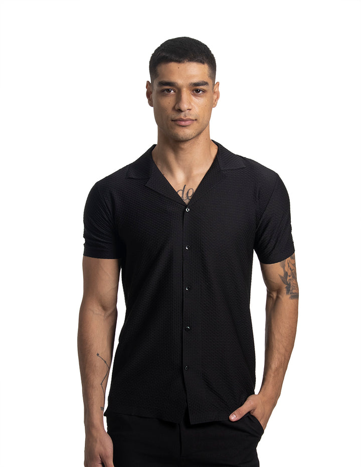 CAMISA MANGA CORTA ATHENS COLECCIÓN LUXURY | NEGRO