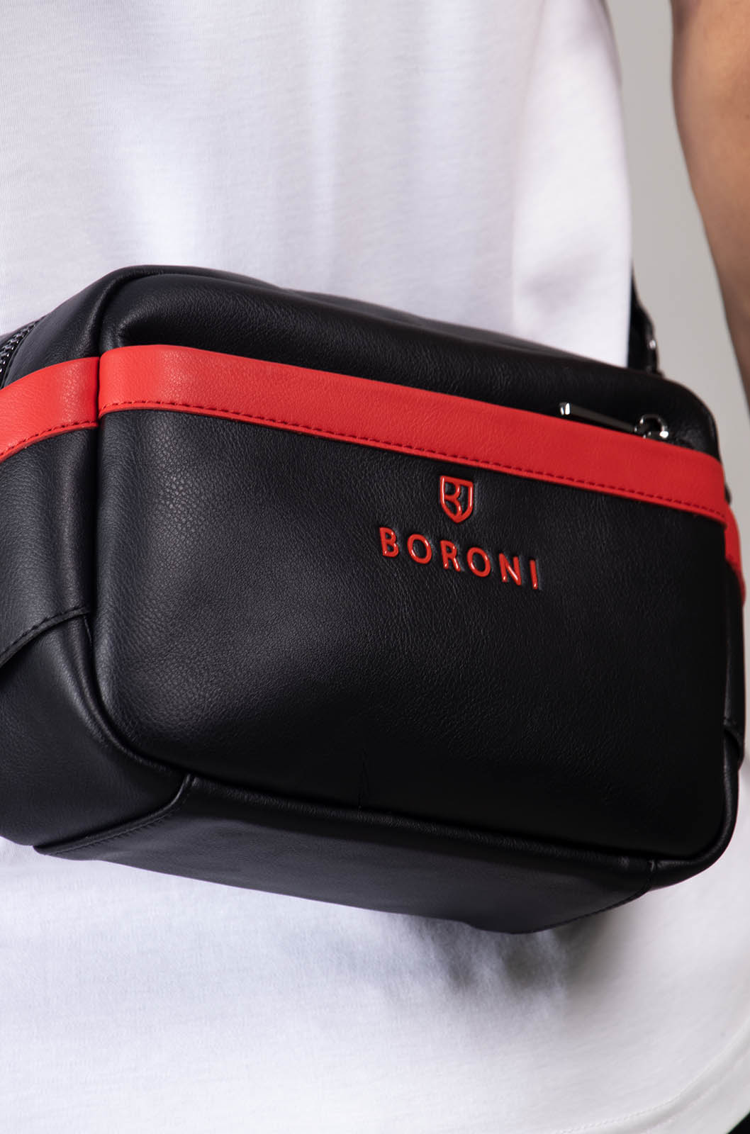 BANDOLERA CROSSBODY| NEGRO / ROJO CON CORREA AJUSTABLE