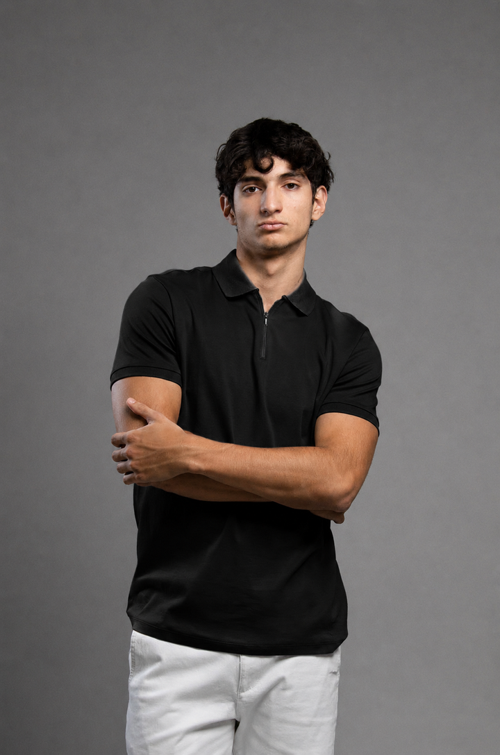 POLO BÁSICA DE ALGODÓN PIMA | NEGRO