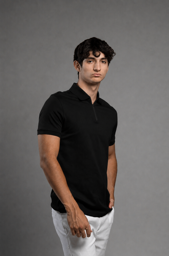 POLO BÁSICA DE ALGODÓN PIMA | NEGRO