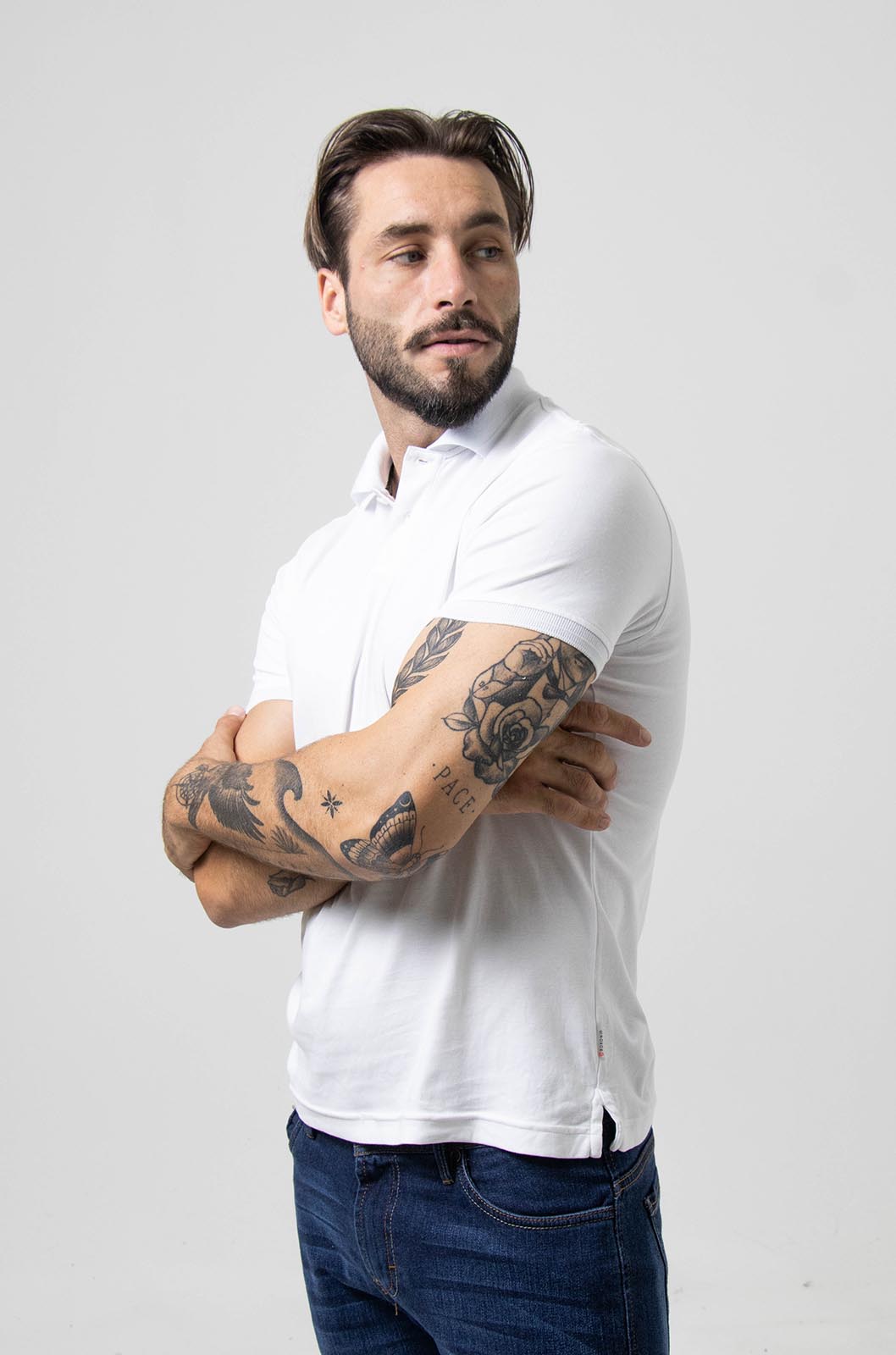 PLAYERA POLO BOLONIA ALGODÓN PIMA BLANCA