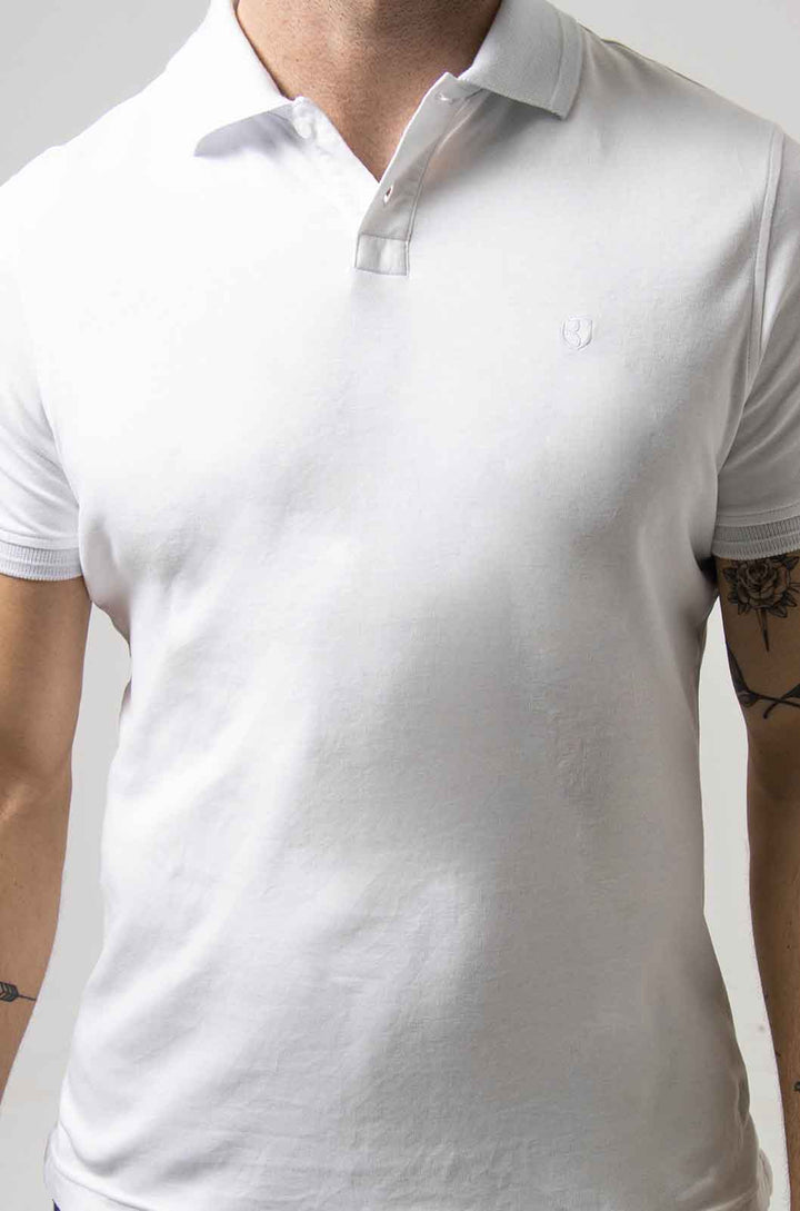 PLAYERA POLO BOLONIA ALGODÓN PIMA BLANCA