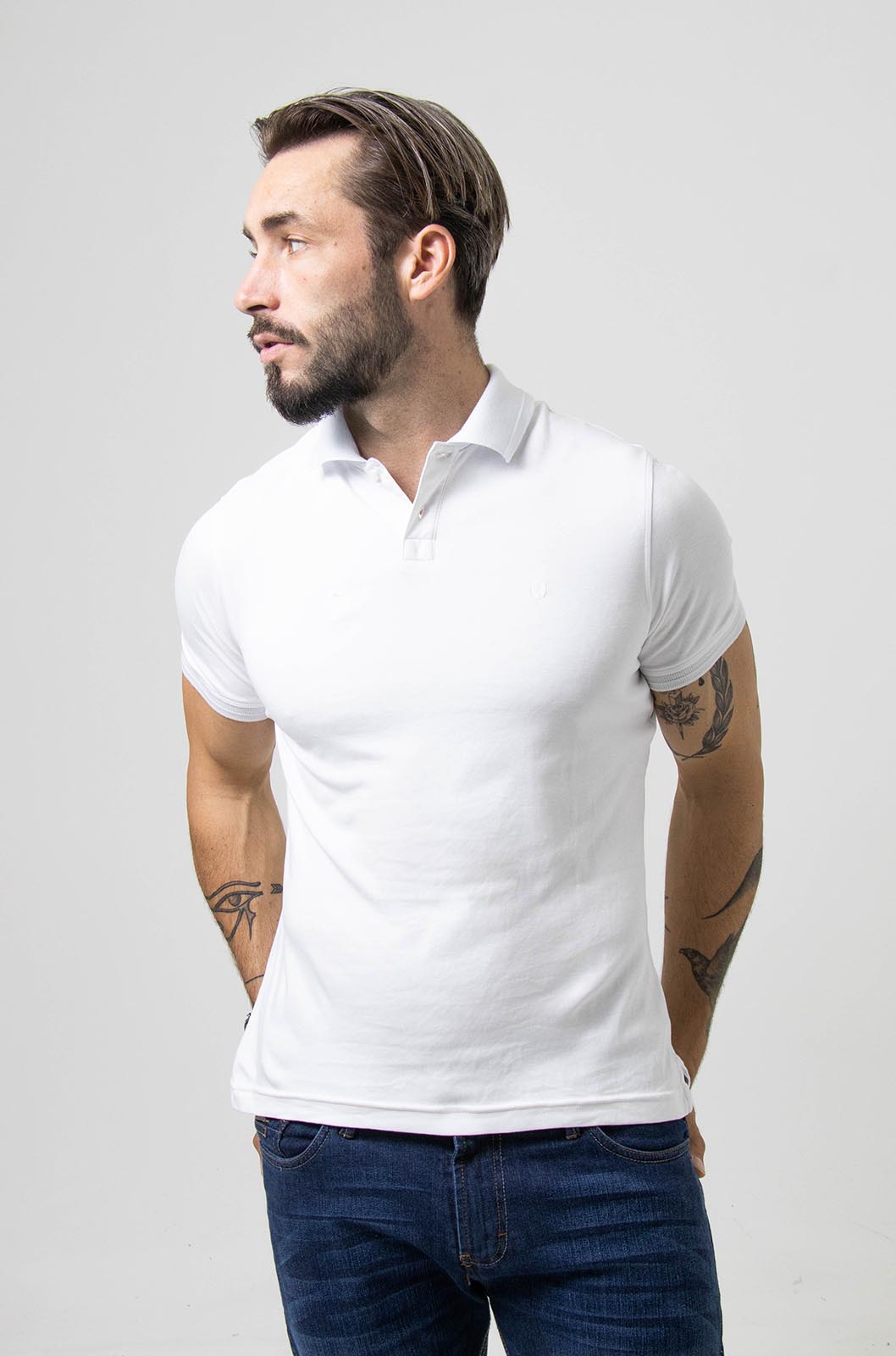 PLAYERA POLO BOLONIA ALGODÓN PIMA BLANCA