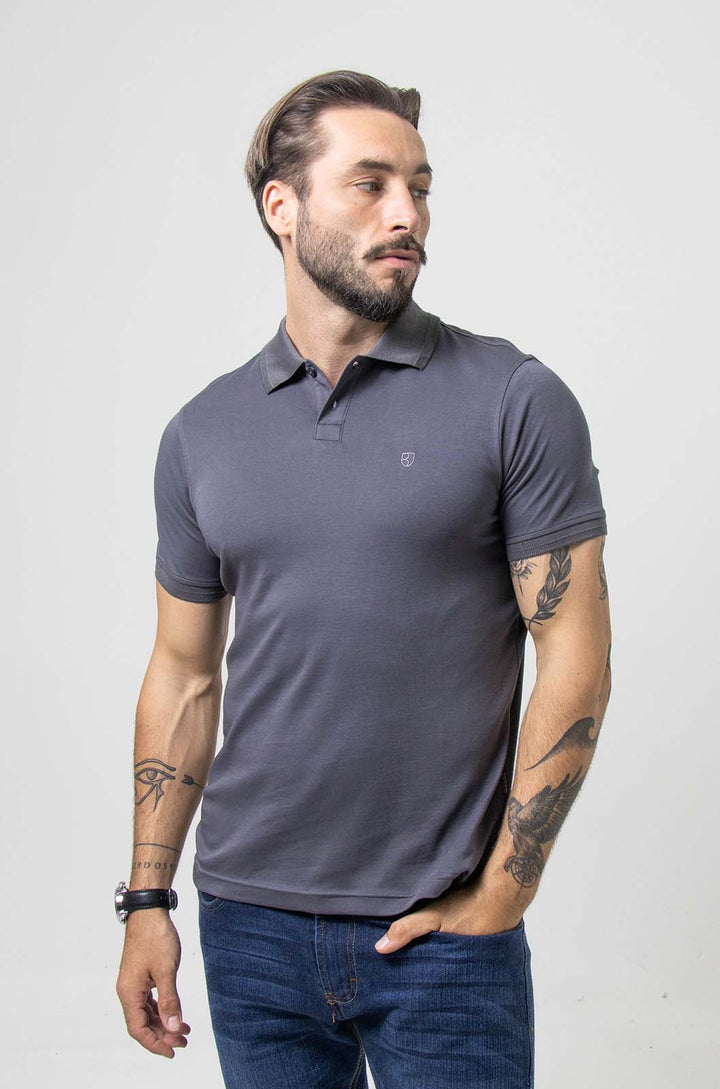 PLAYERA POLO BOLONIA ALGODÓN PIMA GRIS