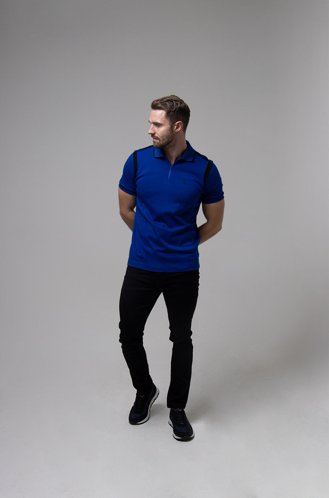 PLAYERA POLO PARMA ALGODÓN PIMA | STRONG BLUE/NEGRO