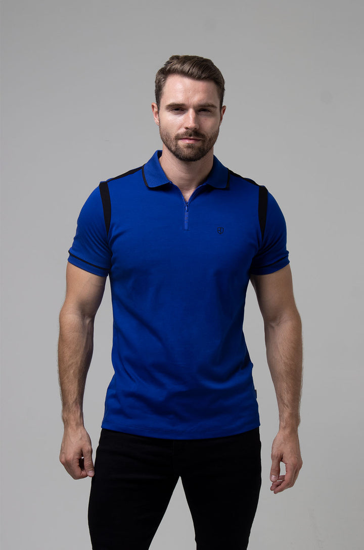 PLAYERA POLO PARMA ALGODÓN PIMA | STRONG BLUE/NEGRO