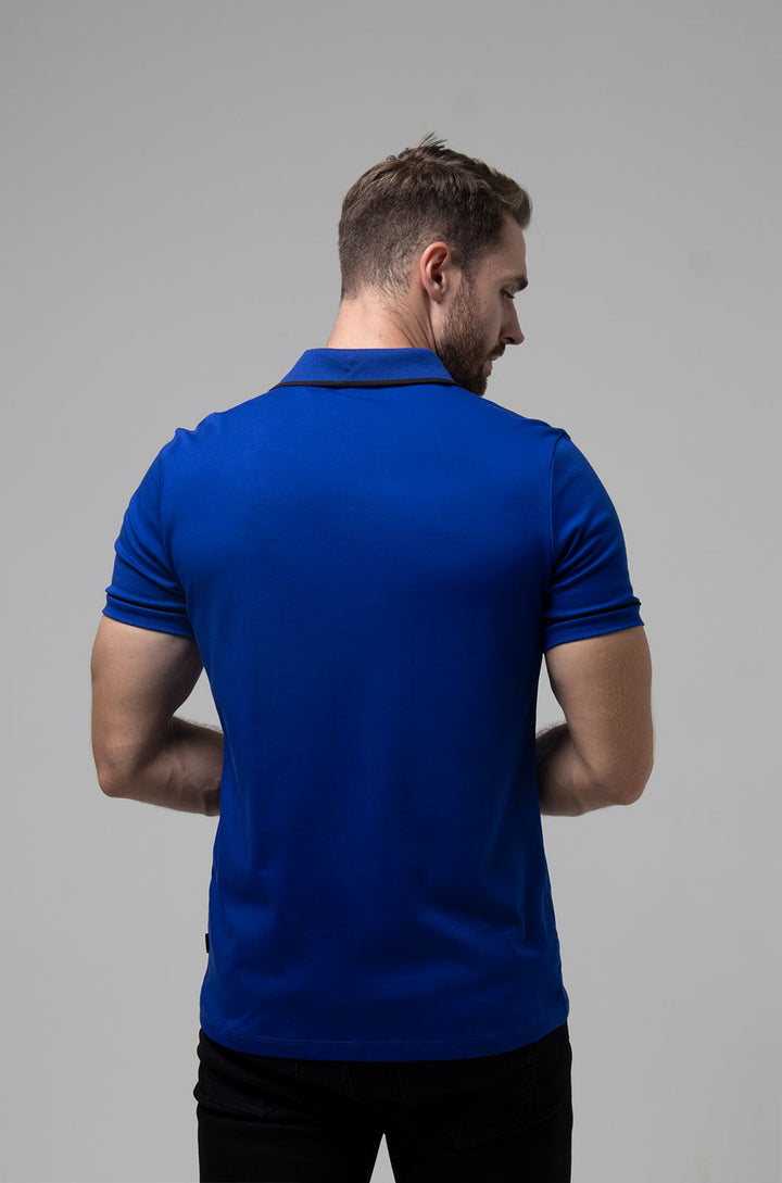 PLAYERA POLO PARMA ALGODÓN PIMA | STRONG BLUE/NEGRO