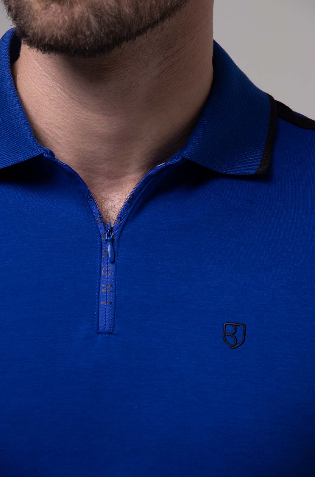 PLAYERA POLO PARMA ALGODÓN PIMA | STRONG BLUE/NEGRO