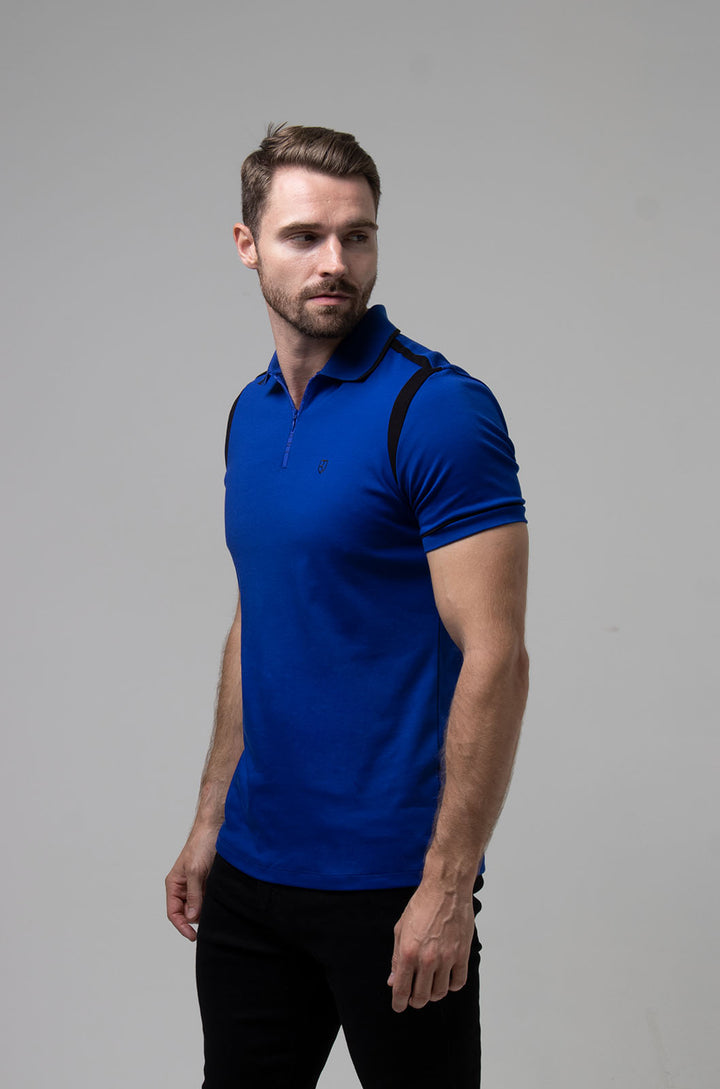 PLAYERA POLO PARMA ALGODÓN PIMA | STRONG BLUE/NEGRO