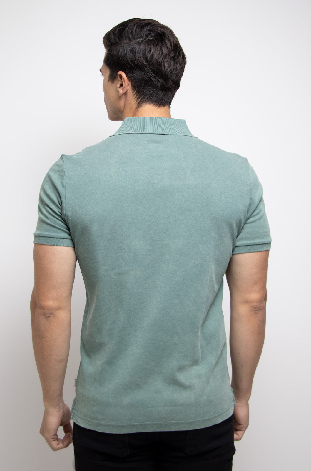 PLAYERA POLO SLIM ALGODÓN PIMA | VERDE SIN BOTONES