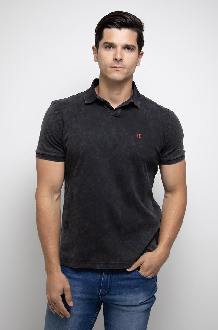 PLAYERA POLO ROMA  ALGODÓN PIMA NEGRA